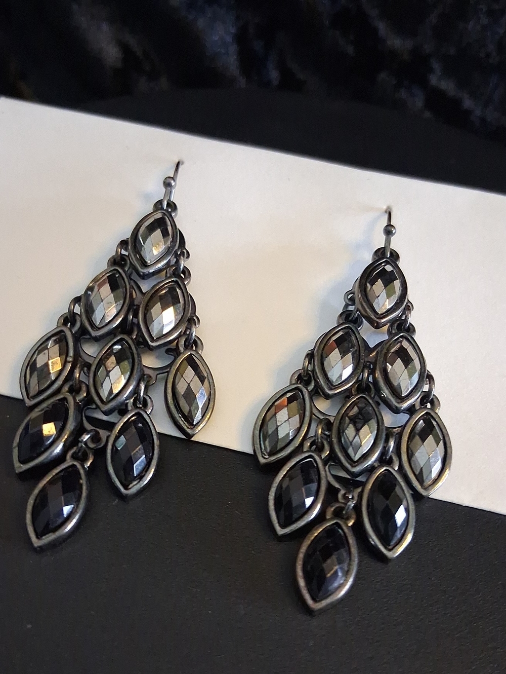 belk Faceted Marquise Drop Earrings in Gunmetal